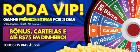 Roda VIP: prêmios extras por 3 dias, com seu depósito de R$150 ou mais!